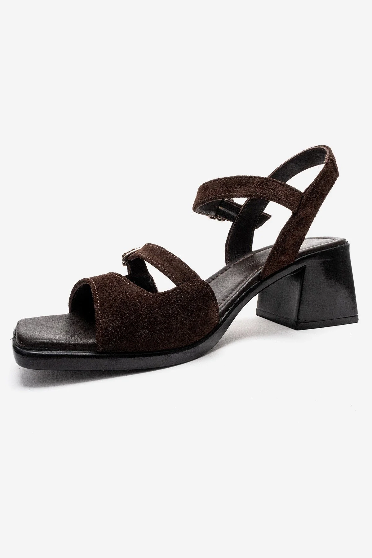 YOLEN - Brown Genuine Leather Block Heel Sandal (Women) - Image 6