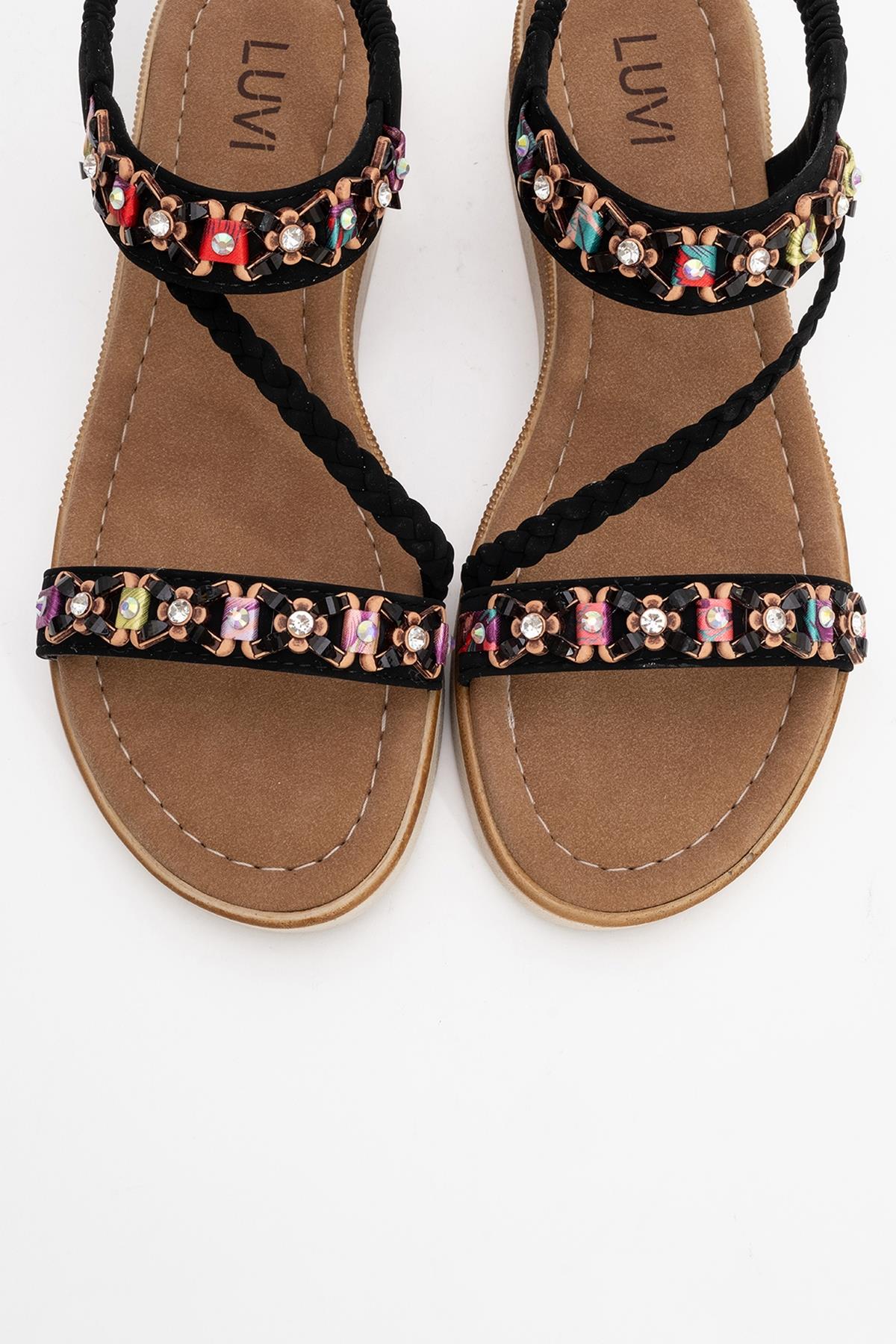 YUAN Black Braided Strap Sandal (Women) - Image 2