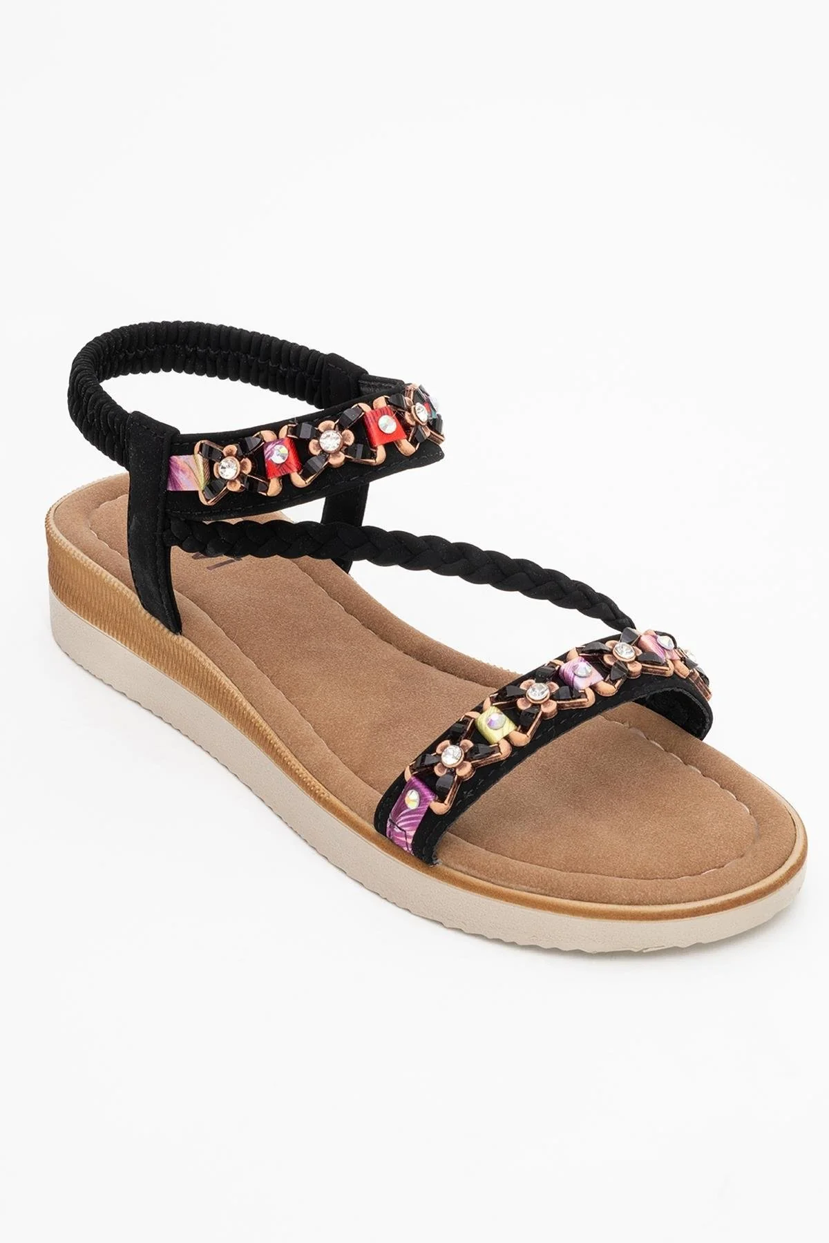 YUAN Black Braided Strap Sandal (Women) - Image 3