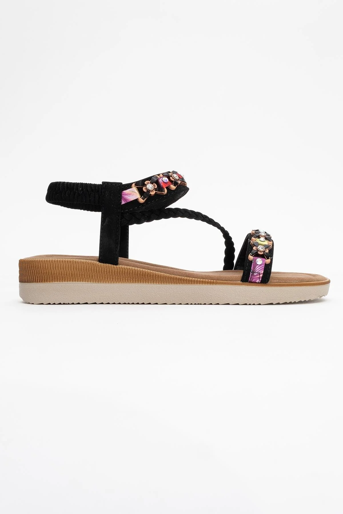 YUAN Black Braided Strap Sandal (Women) - Image 6