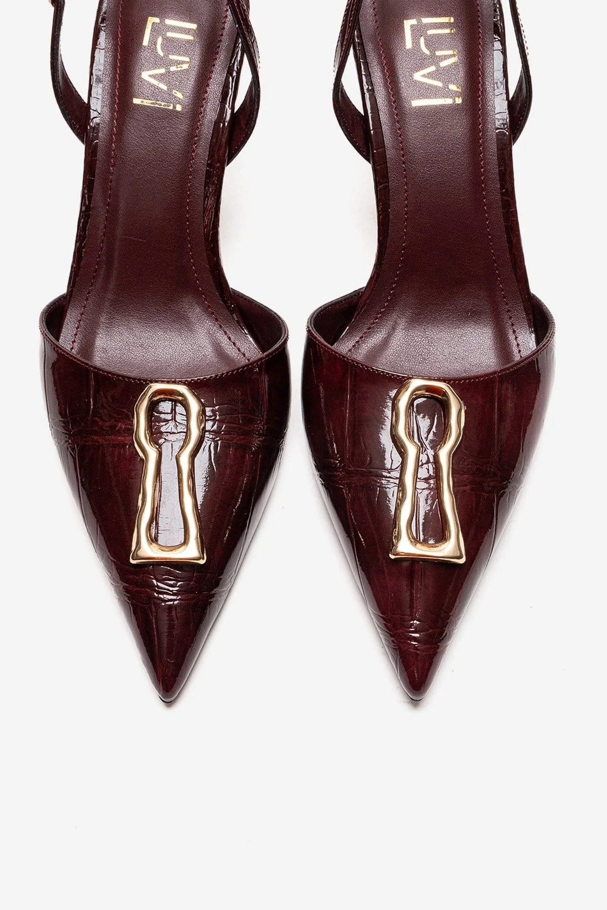 Yvella - Burgundy Patent Buckle Pointed Toe Stiletto Pump (Women) - Image 2