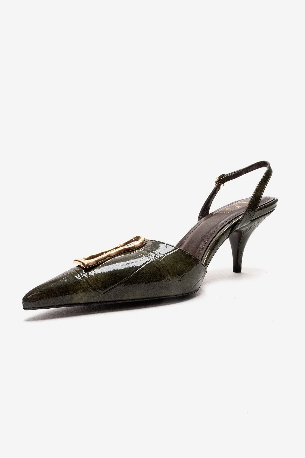 Yvella - Green Patent Buckle Pointed Toe Stiletto Pump (Women) - Image 6