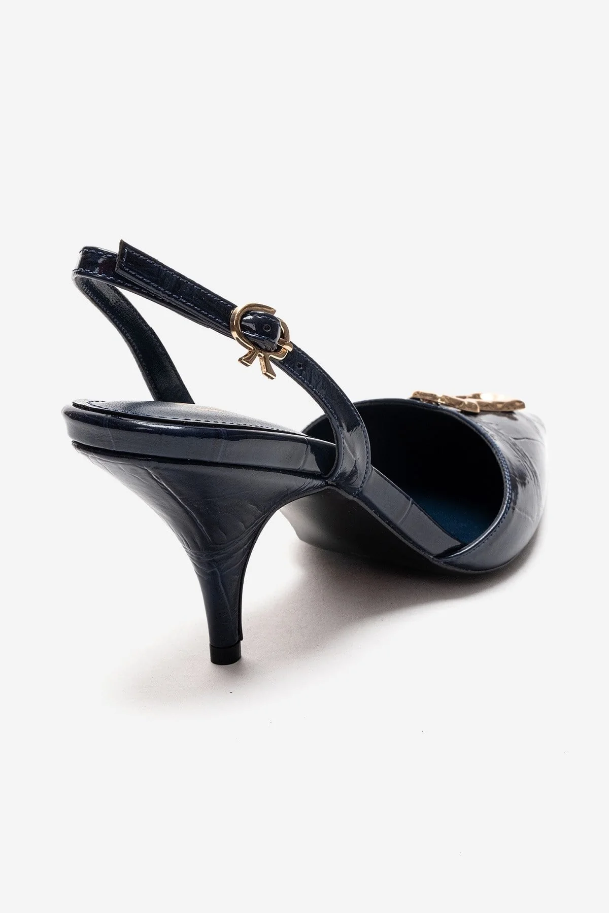 Yvella - Navy Patent Buckle Pointed Toe Stiletto Pump (Women) - Image 5