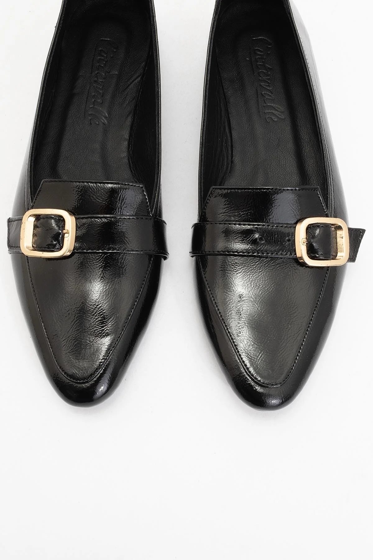 Zarina - Black Patent Pointed Toe Flats (Women) - Image 2