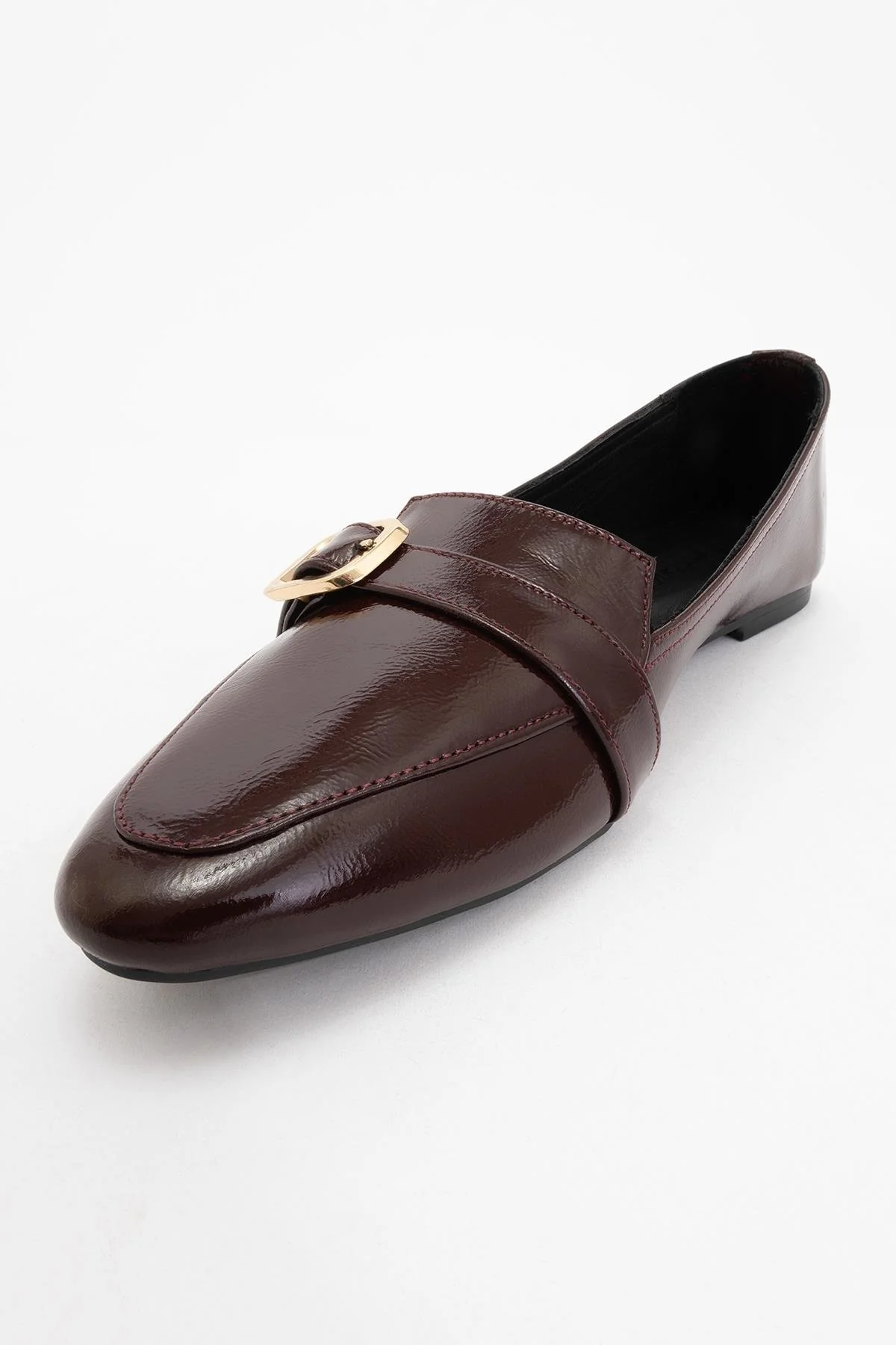 Zarina - Burgundy Brown Patent Pointed Toe Flats (Women) - Image 3