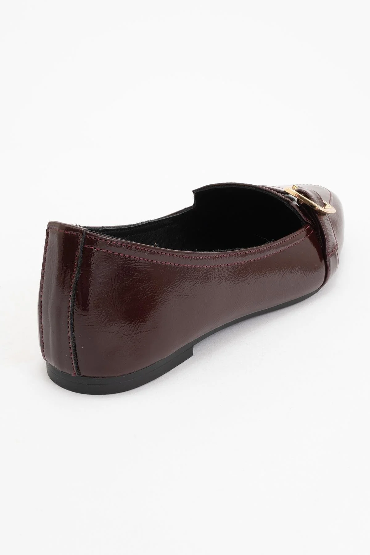 Zarina - Burgundy Brown Patent Pointed Toe Flats (Women) - Image 4