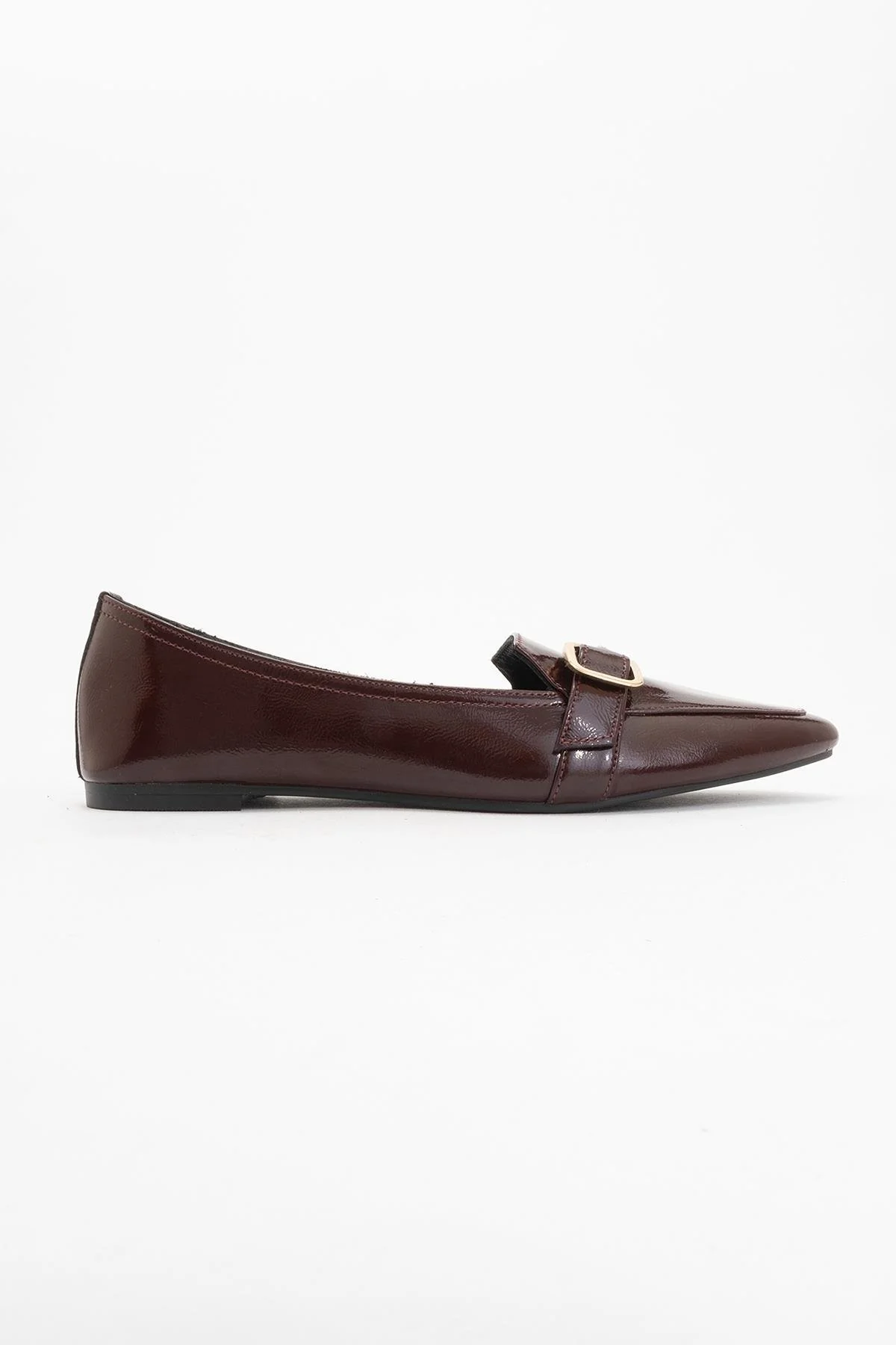 Zarina - Burgundy Brown Patent Pointed Toe Flats (Women) - Image 5