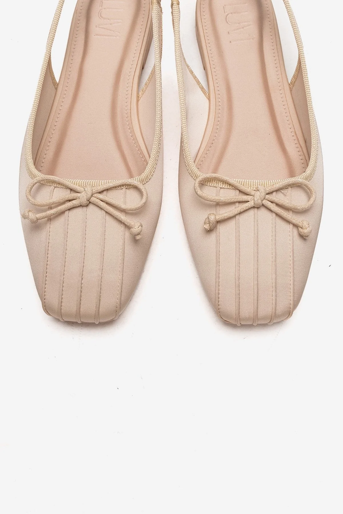 Zelvia - Beige Satin Bow Slingback Ballet Flat (Women) - Image 2