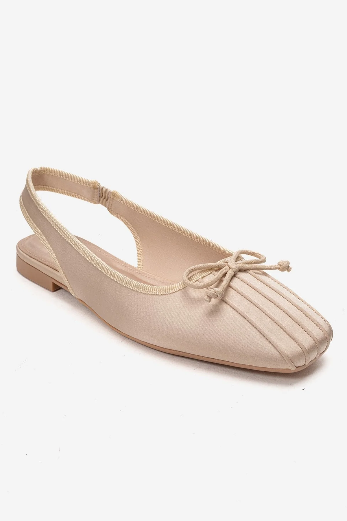 Zelvia - Beige Satin Bow Slingback Ballet Flat (Women) - Image 3
