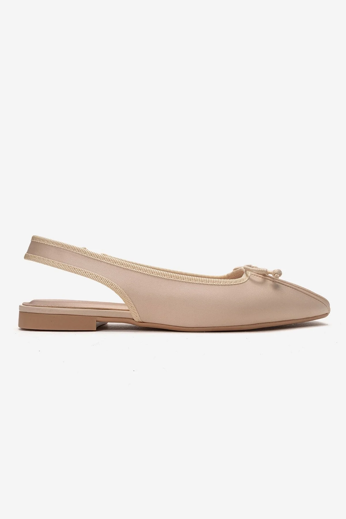 Zelvia - Beige Satin Bow Slingback Ballet Flat (Women) - Image 4