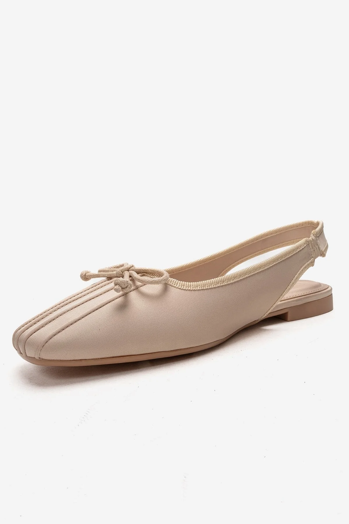 Zelvia - Beige Satin Bow Slingback Ballet Flat (Women) - Image 6