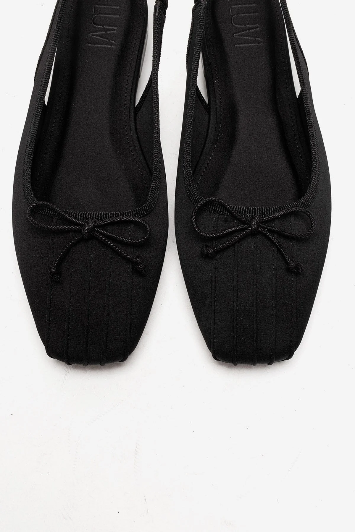 Zelvia - Black Satin Bow Slingback Ballet Flat (Women) - Image 2