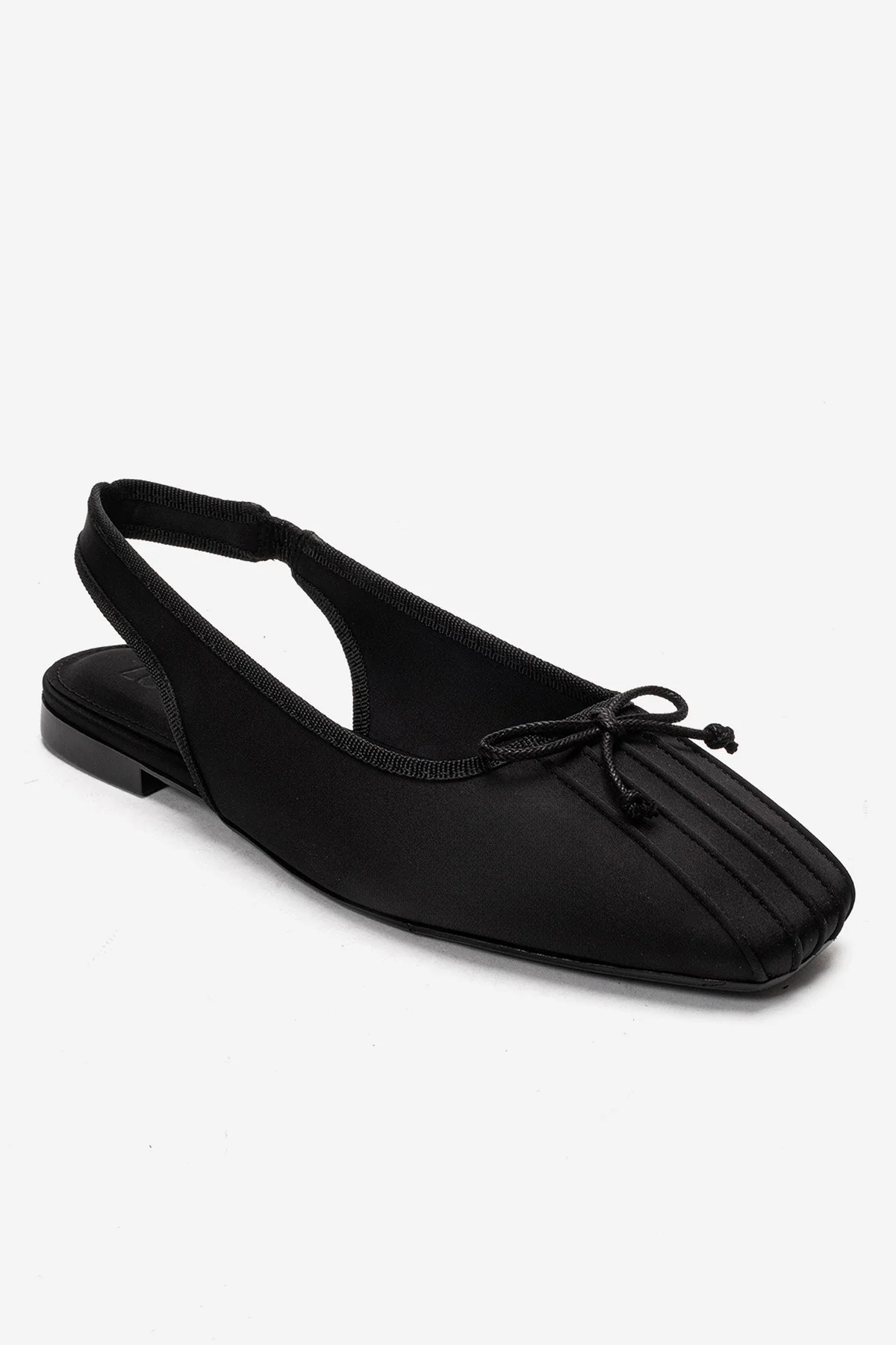 Zelvia - Black Satin Bow Slingback Ballet Flat (Women) - Image 3