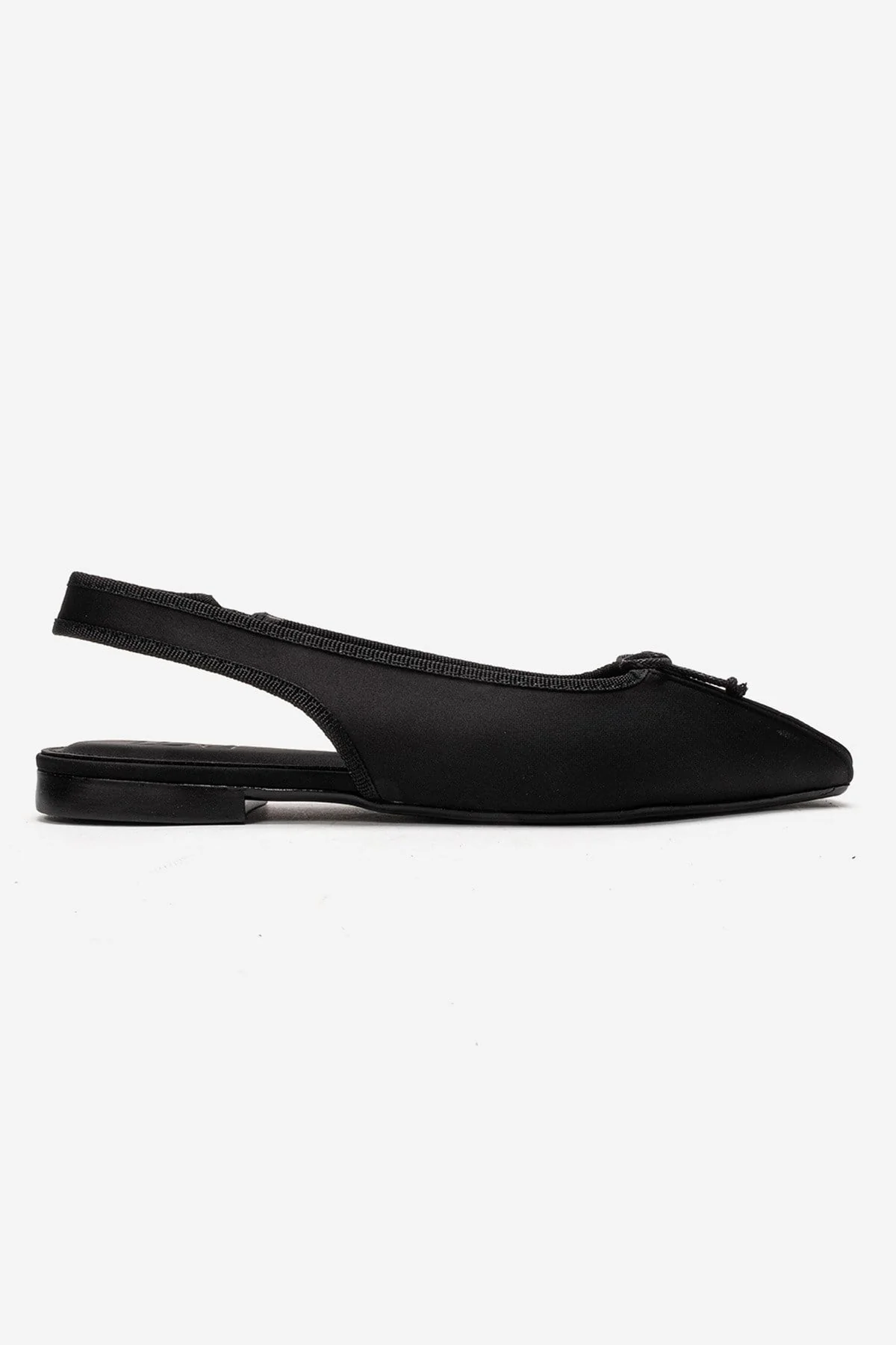 Zelvia - Black Satin Bow Slingback Ballet Flat (Women) - Image 4