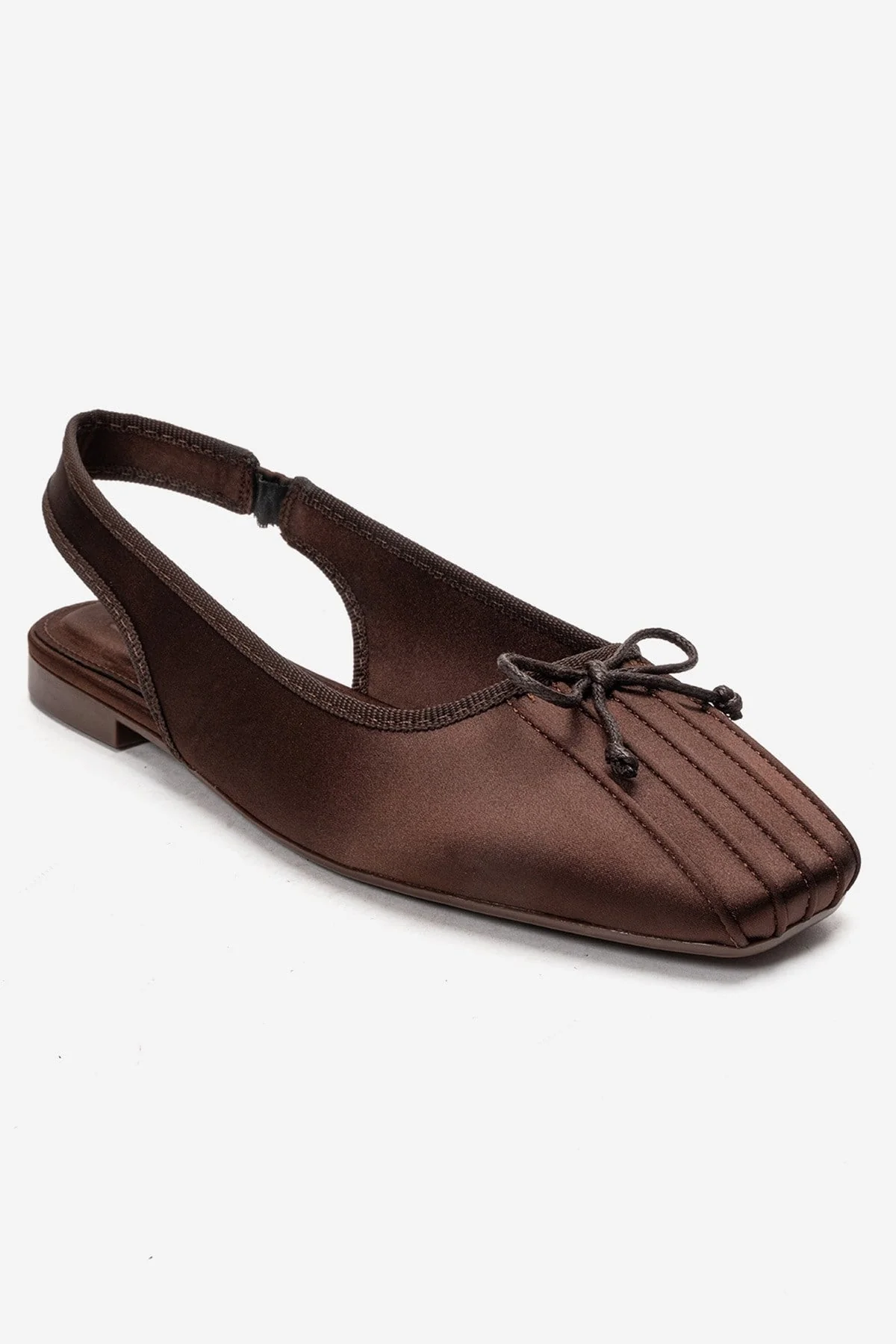 Zelvia - Brown Satin Bow Slingback Ballet Flat (Women) - Image 2