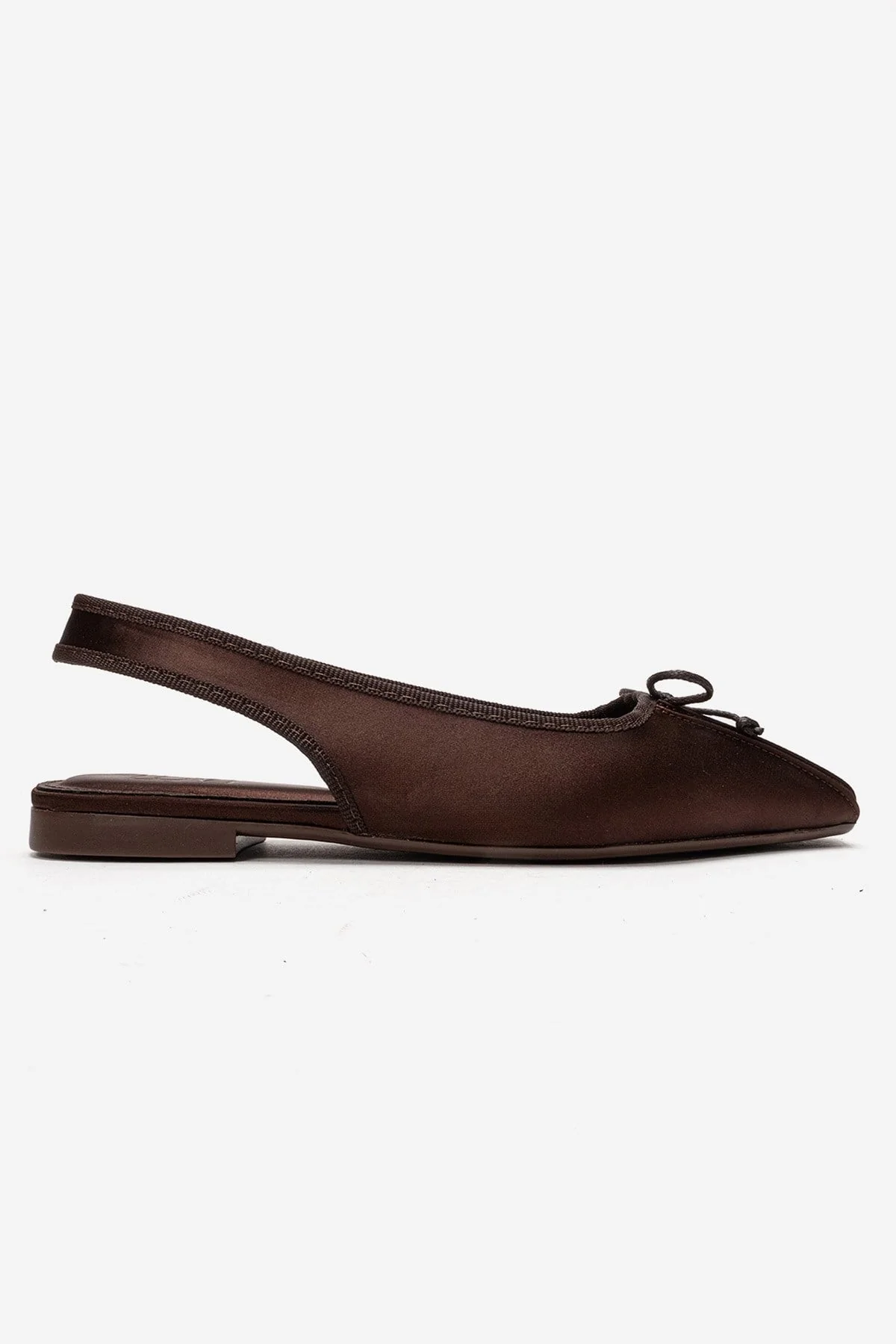 Zelvia - Brown Satin Bow Slingback Ballet Flat (Women) - Image 3