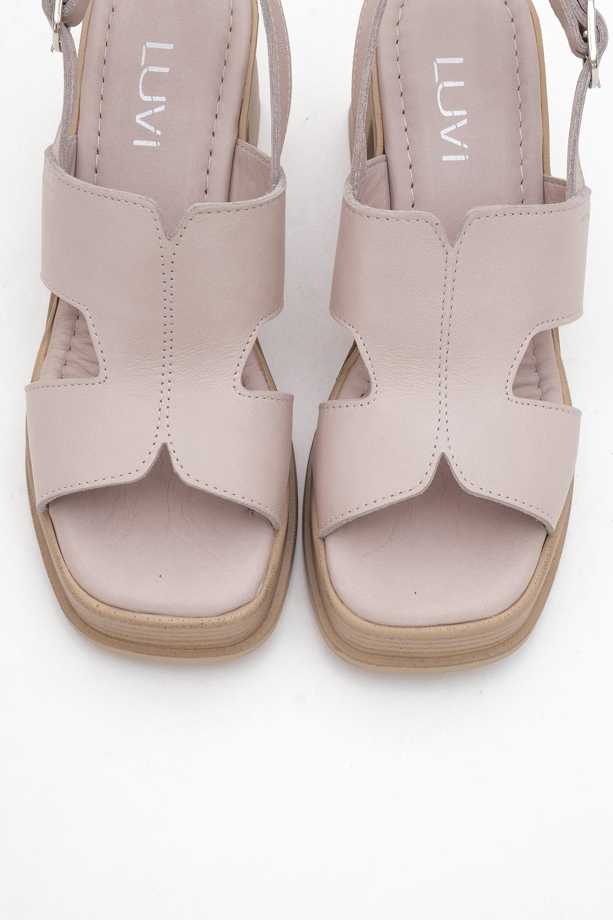 Zennia Beige Leather Platform Sandal (Women) - Image 2