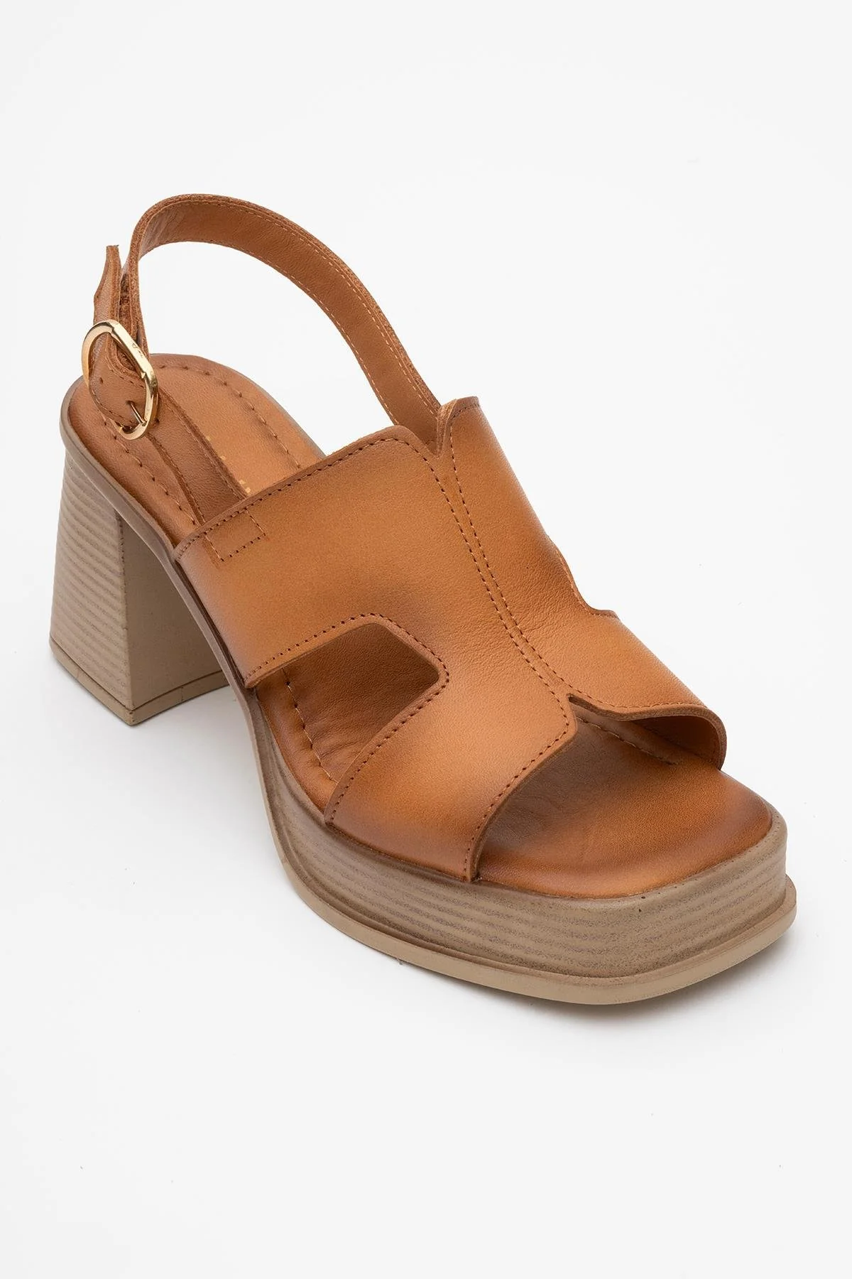 Zennia - Cognac Brown Leather Platform Sandal (Women) - Image 3