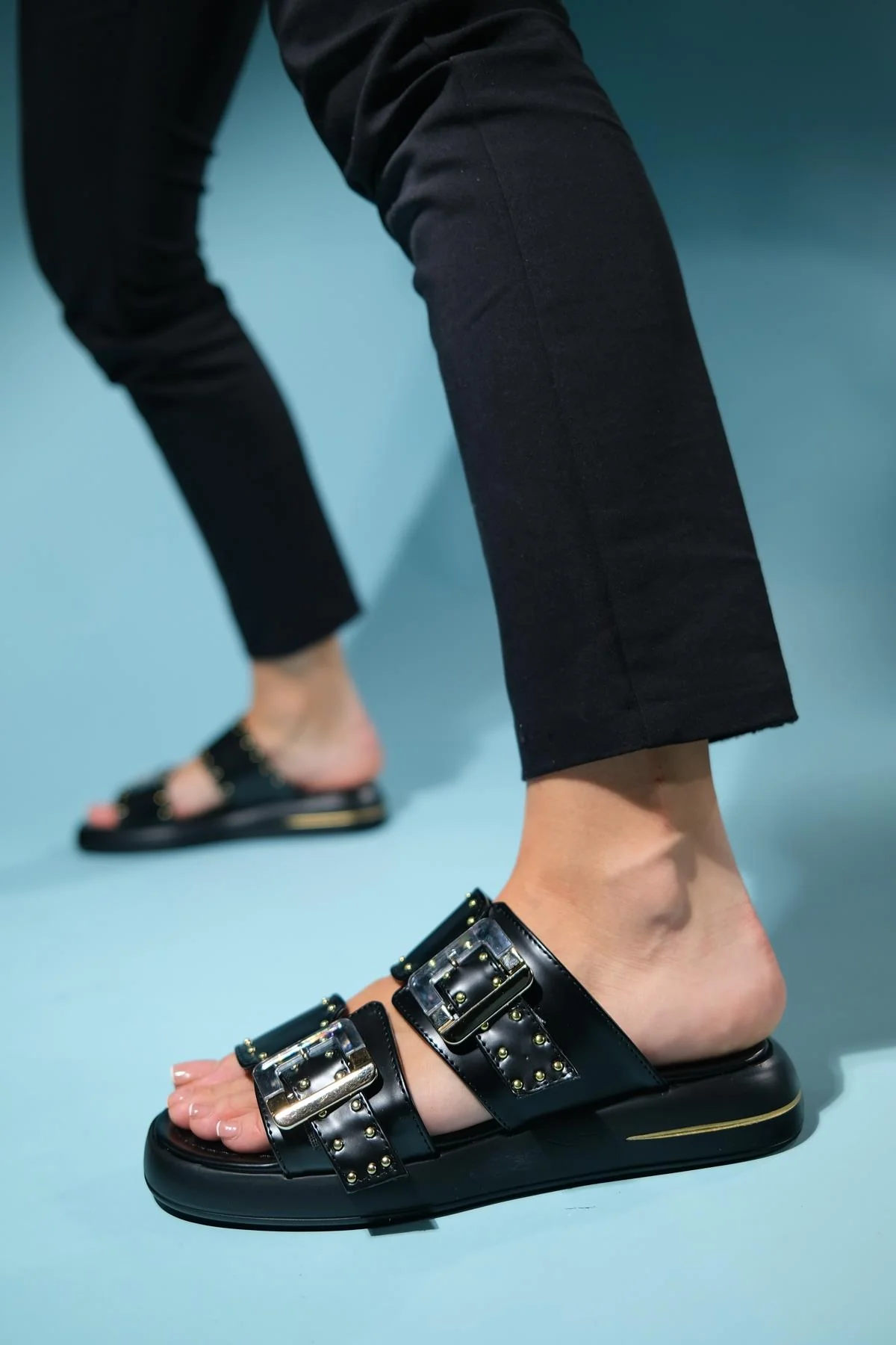 Zley Black Buckle Sandal (Women) - Image 3