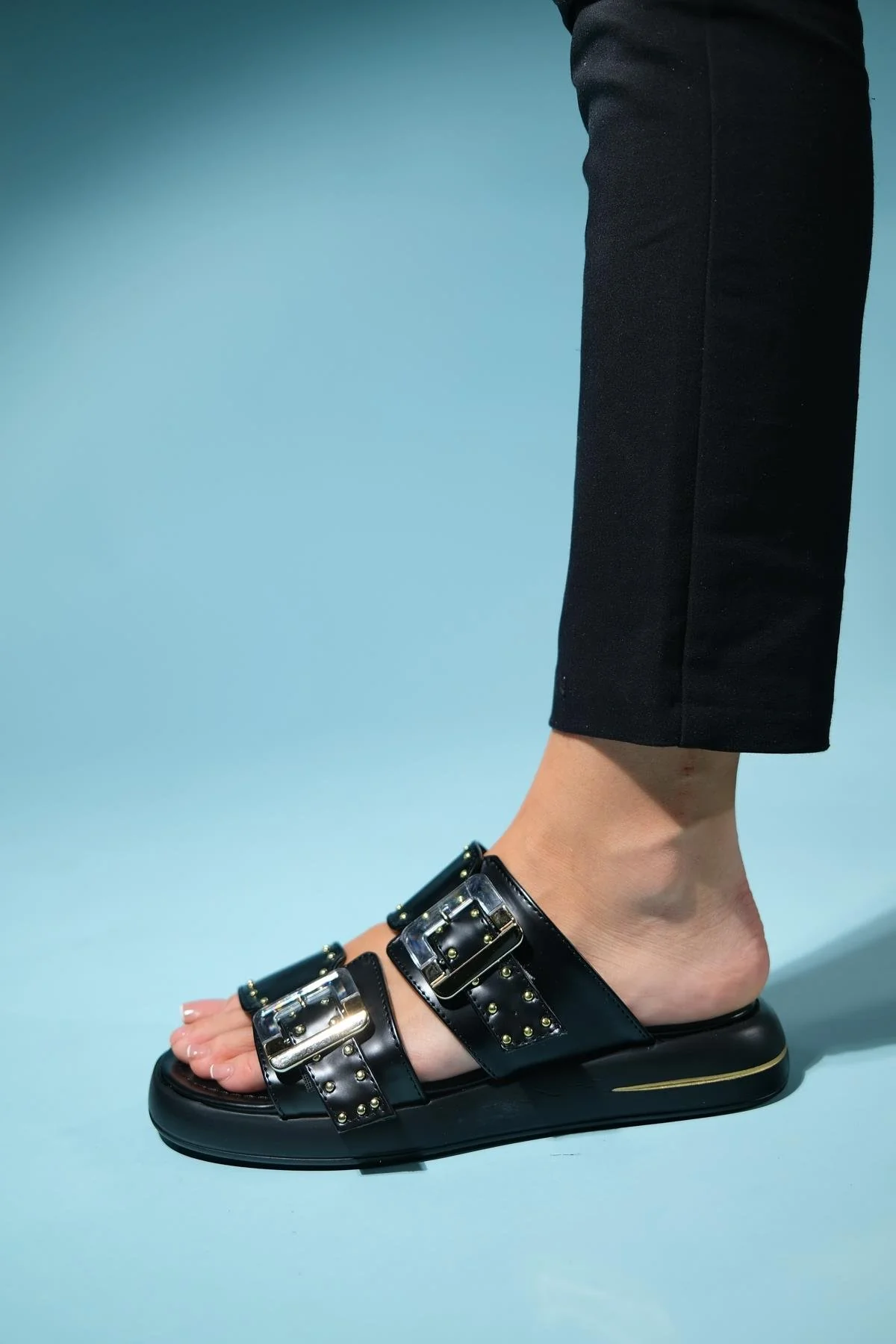 Zley Black Buckle Sandal (Women) - Image 4