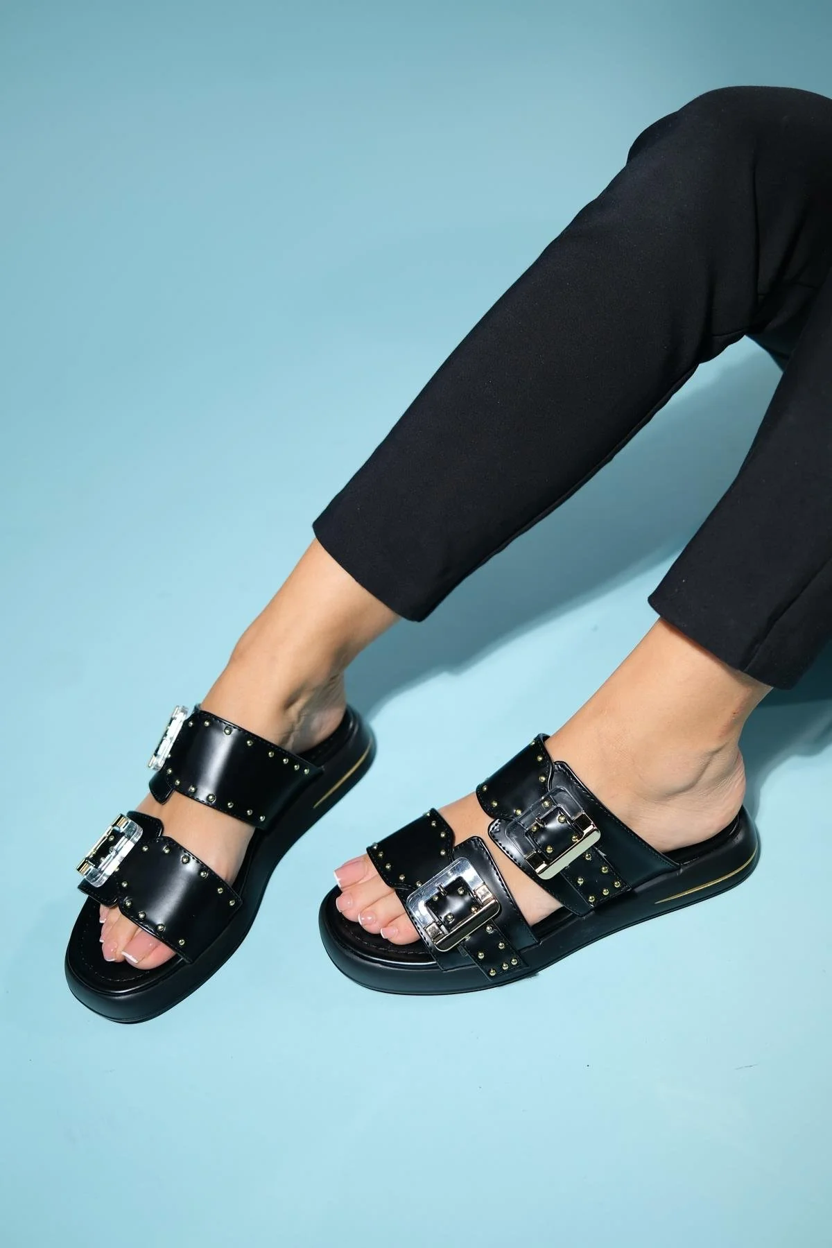Zley Black Buckle Sandal (Women) - Image 5